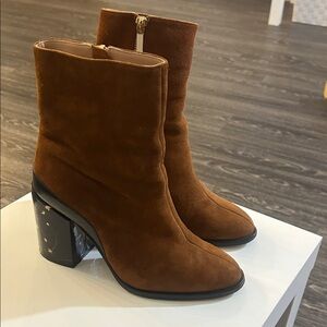 Women's DEAR FRANCES Brown Suede Mid-Calf Block Heel Boots 36 / 6